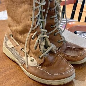 Sperry Brown Leather Lace-Up Moc Toe Boots